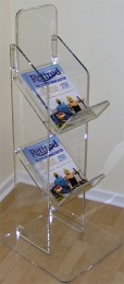 Acrylic Magazine Display Stand - Acrylic, Two Tiers, Freestanding | Modern Design, Clear Vision, Lightweight, Stable Base, Easy Setup, Space-Saving