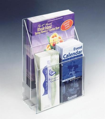 Acrylic Brochure Stand - Clear Multi-Tier Acrylic Freestanding | Durable Build Space Saving Easy Access