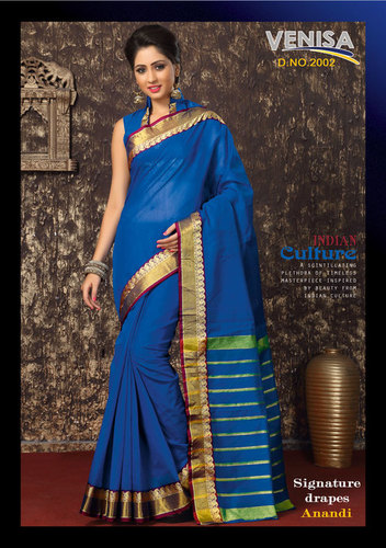Blue Designer Cotton Sarees