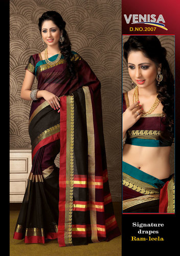 Brown Indian Cotton Sarees