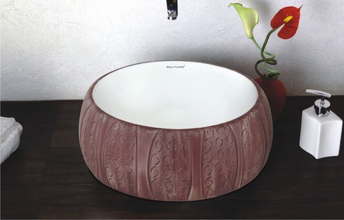 Wooden Hand Made Art Basin - Wood 40cm Diameter Brown, Matte Finish | Handcrafted, Durable, Water Resistant, Eco-Friendly