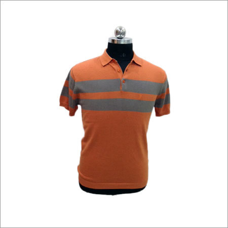 Designer T-Shirts - Cotton, Custom Sizes, Striped Orange V-Neck | Perfect Stitching, Highly Comfortable, Short Sleeves for All Age Groups