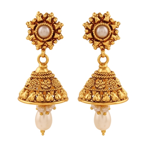 Antique Royal White American Diamond Jhumki Earrings Gender: Women