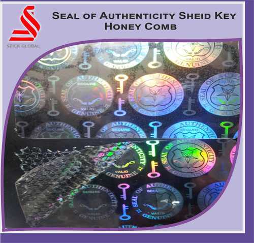 Holographic Seal Of Authenticity Shield Key Honey Comb Hologram Label