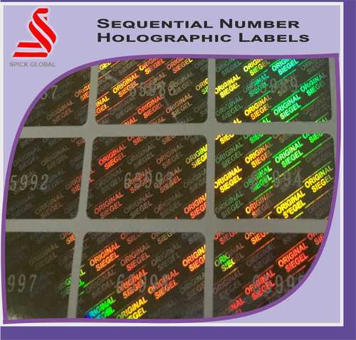Holographic Sequential Serial Number Secure Hologram Labels Stickers By SPICK GLOBAL