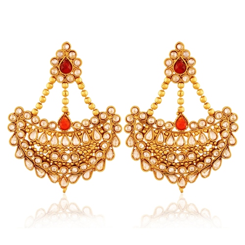 Copper Antique Rajwadi Chadelier American Diamond Earrings
