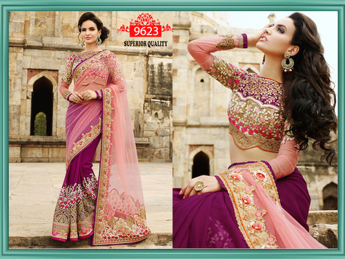 Dark Pink Sarees Fashionable Designer
