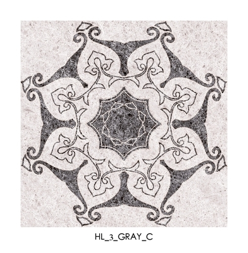 Gray Flower Pattern Floor Tiles