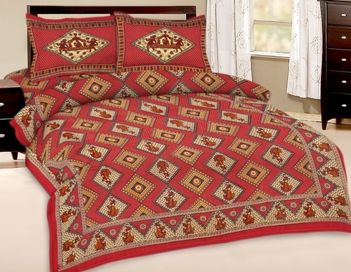 Rajasthani Print Bedsheet - Cotton Double Size, Multi-Colour | Durable Home Furnishings