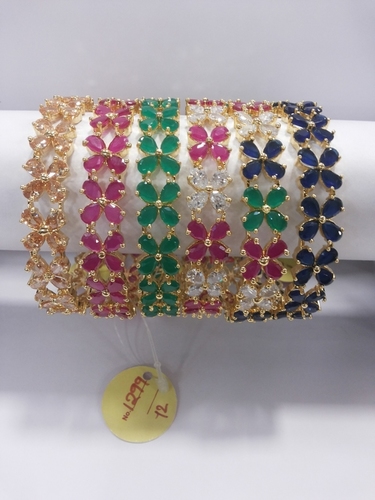 American Diamond Bangles - Oval Cut Natural Diamonds, Golden and Pink Colors | Laser Drilled, Excellent Cut Finish