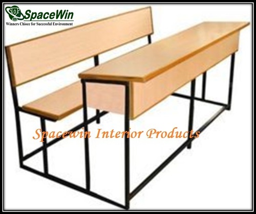 School Desk with Bench - Wood & Metal, 72x24x30 Inches, Beige | Durable, Comfortable, Ergonomic, Spacious Seating for 2