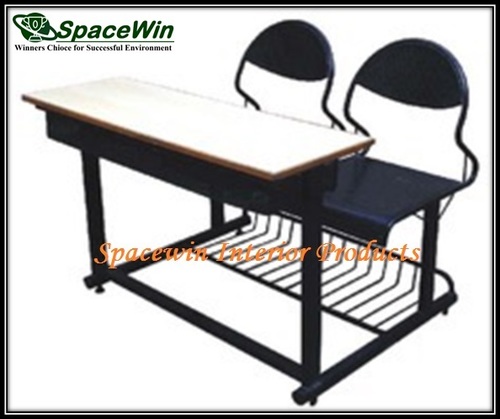 Classroom Desk - Steel & Laminate, 75x120x75 Cm, Matte Black | Ergonomic, Spacious, Durable, Easy Assembly, Two-seater, 150kg Load Capacity