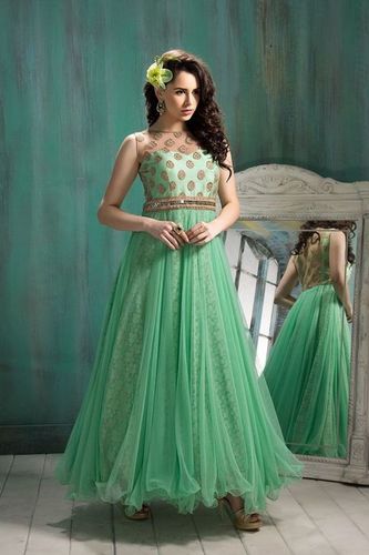 Semi Stitched Green Suit