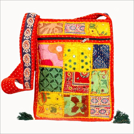 Indian Bag - Cotton, 10x8 Inches, Zipper Closure | Embroidered, Multiple Compartments, Adjustable Strap