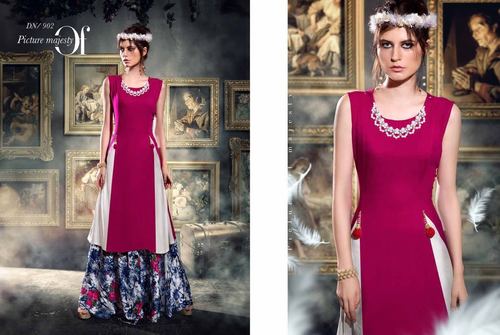 AURA 2 - Rayon, 54 Inches, Maroon | Elegant Design, Comfortable Fit, Embroidery Sleeveless