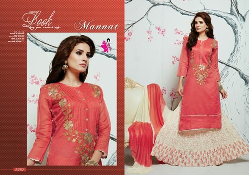 Manat chanderi Embriodary Indo Western dress