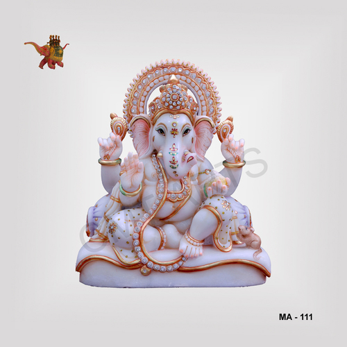 Figurine Marble Sitting Ganesha