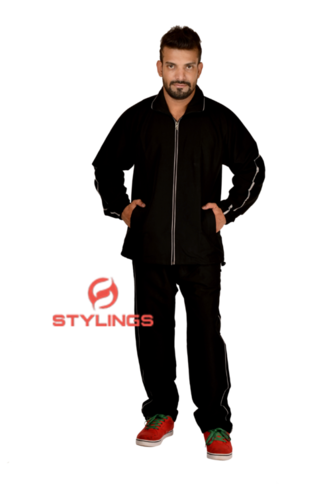 Track Suit - Polyester, S-XXL, Black | Breathable, Moisture-Wicking, Soft Fabric, Zipper Closure, Durable Comfort