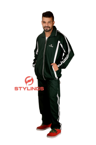 Fancy Track Suit - Polyester, Multiple Sizes, Dark Green | Zipper Closure, Breathable, Moisture-Wicking, Soft Fabric, Lightweight