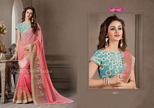 Graciousness Pink Georgette Designer Saree