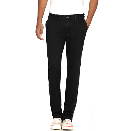 Cotton Trouser - Satin Fabric, Skinny Fit, Black Color | Features: Four Pockets, Cool Pass Technology, Dry Clean, Washable, Fade Resistant