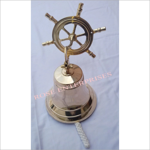 Nautical Vintage Brass Hanging Wheel Ship Bell Dimension(L*W*H): 8 Inch Inch (In)