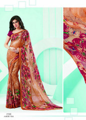 Modest Brown Crepe Designer Saree