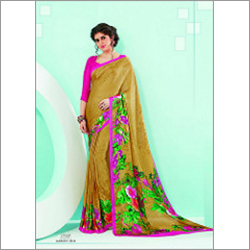 Benevolence Brown Crepe Designer Saree