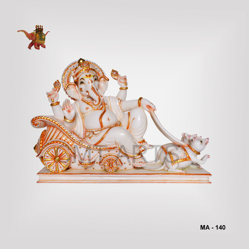 Marble Ganesha Statue - 18" & 24" Size | Intricately Carved, Polished Finish, Ideal for Home Decoration and Religious Activities