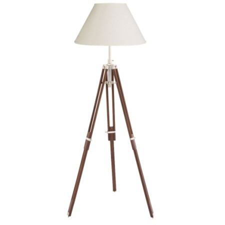 Cherry Finish Floor Lamp With Natural Tripod Stand