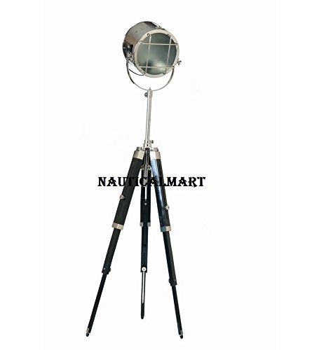 Designer Search Light Corner Lamp With Wooden Tripod Stand