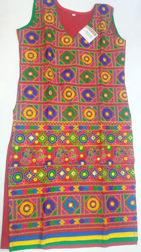 Satin Kutchh Work Kurti