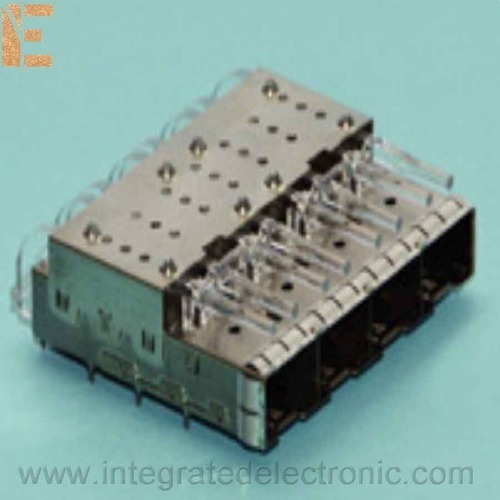 SFP Cage 1x4 Pressfit Tail with EMI Springs Light Pipe