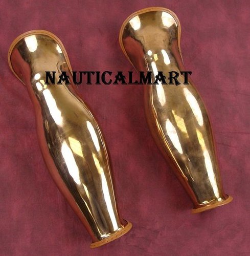 Medieval Armor Steel Leg Guard With Brass Finish