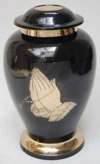 Black Praying Hand Brass Cremation Urns