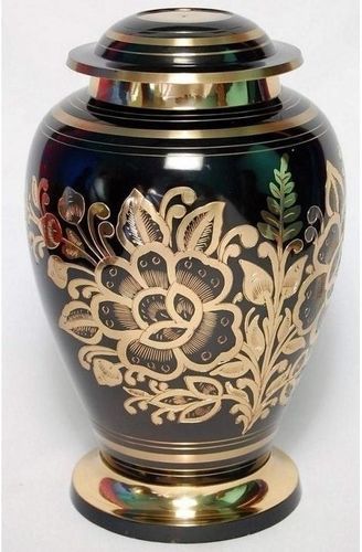 Brass Cremation Urn Gold & Black