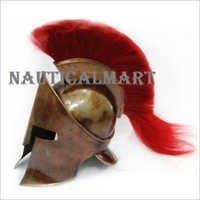300 King Leonidas Spartan Armor Helmet With Copper Antique Finish - Red Plume