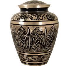 Black & Golden Brass Hand-Etched Cremation Urn