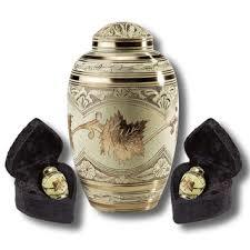 Gold Leaves Brass Keepsake Cremation urn For Human Ashes