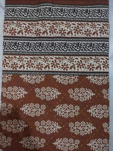 Cotton Kantha Quilts - Soft Cotton, Variable Size, Brown | Handcrafted Floral Stitch, Warmth, Cozy Comfort, Decorative