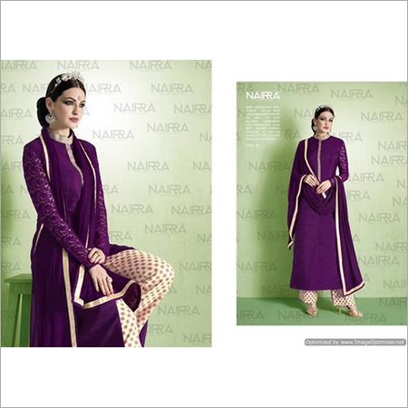 Modest Bhagalpuri Silk Lace Work Designer Suit