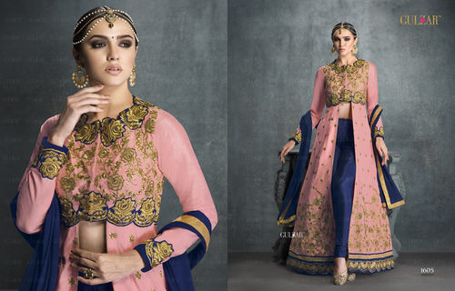 Lurid Patch Border Work Pink Banglori Silk Designer Suit