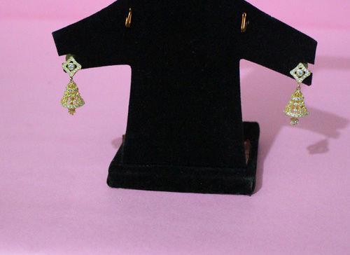 Stone Jhumke - Metal, 2-3 cm, Gold | Elegant Design, Stone Embellishments, Lightweight, Durable