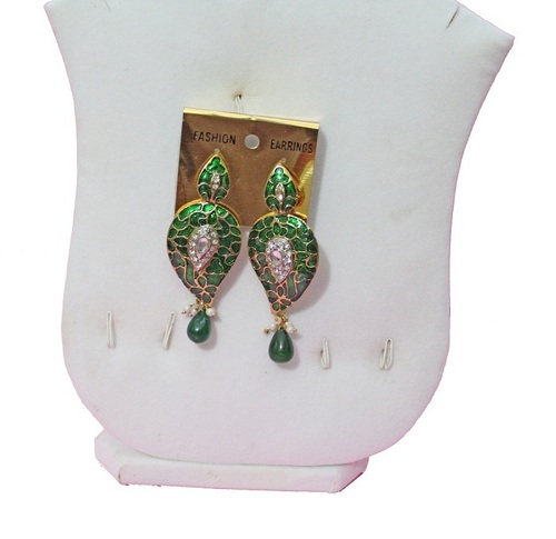 Green Tops - Metal and Stones, 50 mm, Green | Elegant Dangle Eye-Catching Style