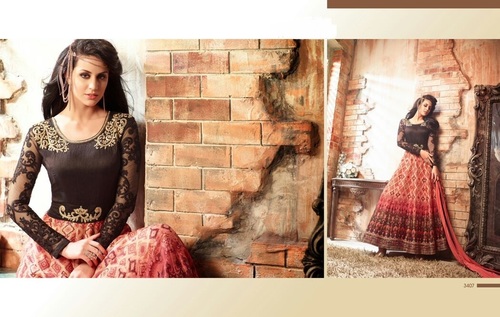 Ethnic Multi Color Satin Anarkali Suits - Satin Fabric, Floor-Length, Custom Sizes | Resham Embroidery, Chiffon Dupatta, Elegant Design