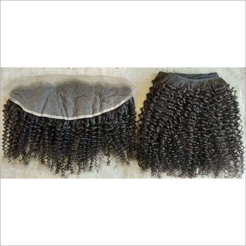 Natural Color 13x4 Curly Steam Human Weft Hair With Matching Frontal