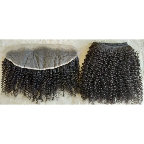 Curly Steam Human Hair Weft With Matching Frontal 13x4