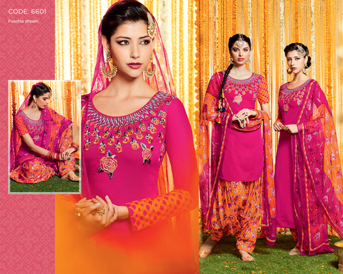 Noble Magenta Cotton Satin Designer Suit