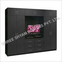 Tv Wall Unit - Wood & Iron, 6ft Length, Matte Black Finish | Spacious Cabinets, Elegant Design, Modern Aesthetics