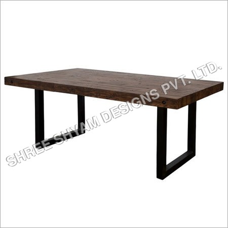 Rustic Dining Tables - Wooden Top with Metal Legs, 48x36x30 inches, Dark Brown Finish | Durable Indoor Furniture, Easy to Clean